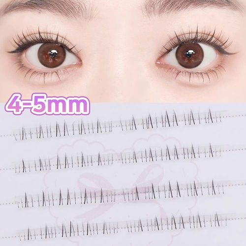 WooBerry 노글루 언더속눈썹 4-5mm 초슬림 자연스러운 가닥 언더래쉬 풀 필요없는 아랫눈썹, 1개, 언더10