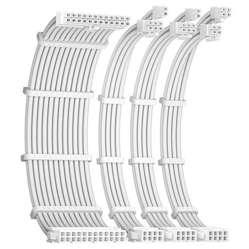 16AWG PSU 케이블 연장선 부드러운 브레이드 연장 PC 1x24핀 ATX / 1x8핀 4+4 EPS 2x8핀 6+2 PCI-e 키트 30cm 콤브 포함 화이트 커넥터