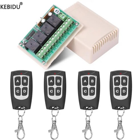 범용 무선 스위치 RF 리모컨 회로 433Mhz DC 6V 12V 4CH rf 릴레이 리시버 및 차고용 키팝 송신기